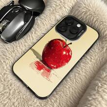 Funda de Teléfono Transparente con Diseño de Impresión de Manzana Roja para iPhone 14 13 12 11 Pro Max y  Galaxy S23 S22 S21 S20, Opción de Regalo Ideal para Todas las Estaciones - Plateado - Ver 5