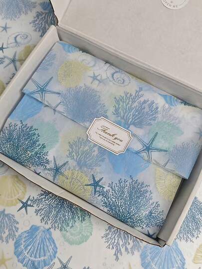 10/20/40pcs Thin Paper With Ocean Coral Pattern, Suitable For Gift Wrapping, Clothing Moisture Proof, Wine Packaging, Gift Box Filler, Fragile Item Protection, Birthday Gift Decoration, Valentine's Day Gift Decoration.