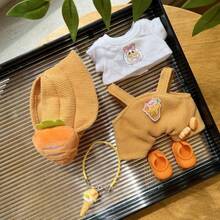 1 Set Doll Clothes, Ceramic Figurine, Bucket Hat And Denim Overalls For 1st/2nd Generation Dolls - Multicolor - View 1