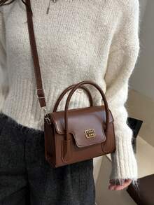 Fashionable Handbag, Women's Retro Flap Small Square Bag With Long Shoulder Strap, Crossbody Shoulder Bag - Brown - View 2