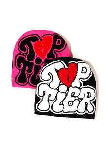 3顶Y2K系列顶级男女通用爱心字母针织帽，街头风骷髅帽，瑜伽帽，情侣针织帽，适合日常佩戴、户外运动，理想的冬季礼物装备 - TOP TIER - 查看 8