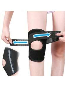 Adjustable Pressure Elastic Patella Strap, Suitable For Men And Women Outdoor Cycling, Running, Fitness Knee Support - Black - View 8