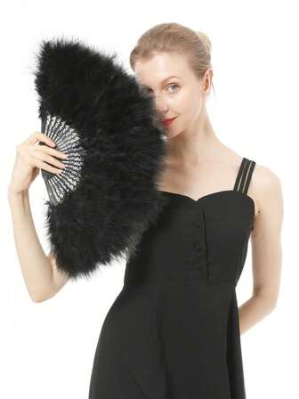 1 st hopfällbar fjäderfläkt från 20-talet, lämplig för kostymer, dansföreställningar, tebjudningar, bröllop och dekorationer