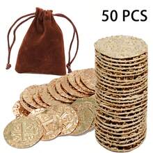 20/50/100/150枚合金海盗宝箱硬币套装，适用于桌游、游戏代币、角色扮演，是送给朋友的理想礼物。 - 彩色 - 查看 12