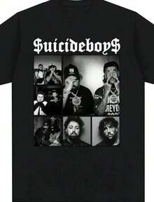 Suicideboy Era Tour Graphics Print T-Shirts For Men Harajuku Hip Hop Rock Style T Shirts Unisex Fashion Oversized Street - màu đen - Xem 1