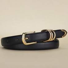 1 pièce Ceinture pour hommes et femmes avec boucle ovale dorée - Ceinture décontractée réglable pour jeans, pantalons, jupes - Accessoire mode pour tenue décontractée, accessoire pour jeans. Convient pour les voyages quotidiens en été et l'école en automne - Noir - Voir 1