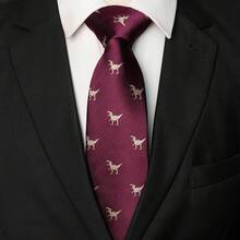 3pcs Animal Print Neckties, Suitable For Suit Jackets - Navy Blue - View 5