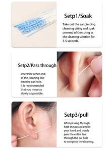 60pcs/120pcs Ear Piercing Cleaning Kit, Odor Removal, Ear Care Set, Disposable Piercing Thread, Post-Piercing Care Cleaning Thread, Ear Piercing Care Cleaning Tools, Unisex