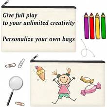 KKXY Canvas Pouch- Multi-Pure Cosmetic Bag With Zper DIY Craft Canvas Zper Pouch B Makeup Bags Bulk Travel Tetry Bag For Sage 8.3 X 5 Inches - Màu be - Xem 5