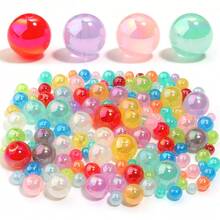 20 à 100 pièces Perles d'espacement rondes en acrylique coloré, perles fantaisie mignonnes aux couleurs aléatoires mélangées, faites main pour la création de bijoux, pendentifs, breloques pour téléphone, porte-clés et décorations artisanales. - Mélanger les couleurs au hasard - Voir 4