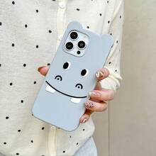 【店舗人気モデル】面白いカバの3Dキャラクター携帯ケース スタンド付き Apple compatible with iPhone 12/13/14/15/16/17 Pro Air Promax対応 誕生日やクリスマスプントに最適 子供や若者向け, 誕生日プント,かわいいスマホケース,遊び心のあるケース,シリコンケース,耐久性のあるカバー,compatible with iPhoneカバー,楽しいユーザー,子供向けギフト - ブルー - チェックする 13