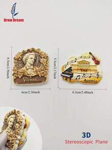 1pc Vienna Theme 3D Stereo Fridge Magnet, Creative Home Decor Gift Suitable For Home, Kitchen, Room, Office, Cabinet, Crafts, Holiday Souvenir, Exquisite Small Gift - Multicolor - View 7