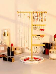 [US-Based Shipping]1pc Elegant Metal Jewelry Stand With Tray For Stylish Storage And Display Of Necklaces,Jewelry Towers, Earrings, And Bracelets,  Home Decor,Perfect Earring Display Stand For Home Organization Or Jewelry Retail, Ideal Christmas Gift For Fashion Lovers, Enhance Your Holiday Decor With This Chic Accessory, Perfect For Thanksgiving, New Year, And Valentine's Day Celebrations.Jewelry Storage Rack, Jewelry Display Stand, Metal Frame Suitable For Storing And Displaying Necklaces, Earrings, Bracelets, And Rings. Elegant Jewelry Storage Display Rack, Perfectly Suited For Necklaces, Bracelets, Earrings, And Rings, Organizing Accessories With Stylish Charm. Elegant, Modern, Minimalist, Practical, Multifunctional, And Highly Decorative, It's Ideal For Bedrooms, Vanities, And Wardrobes. Makes A Wonderful Gift For Girls And Women, Perfect For Birthdays, Christmas, Back-To-School Season, Holiday Gifts, Thanksgiving, New Year, And Valentine's Day. Festive Decor, Fashionable. - Multicolor - View 9