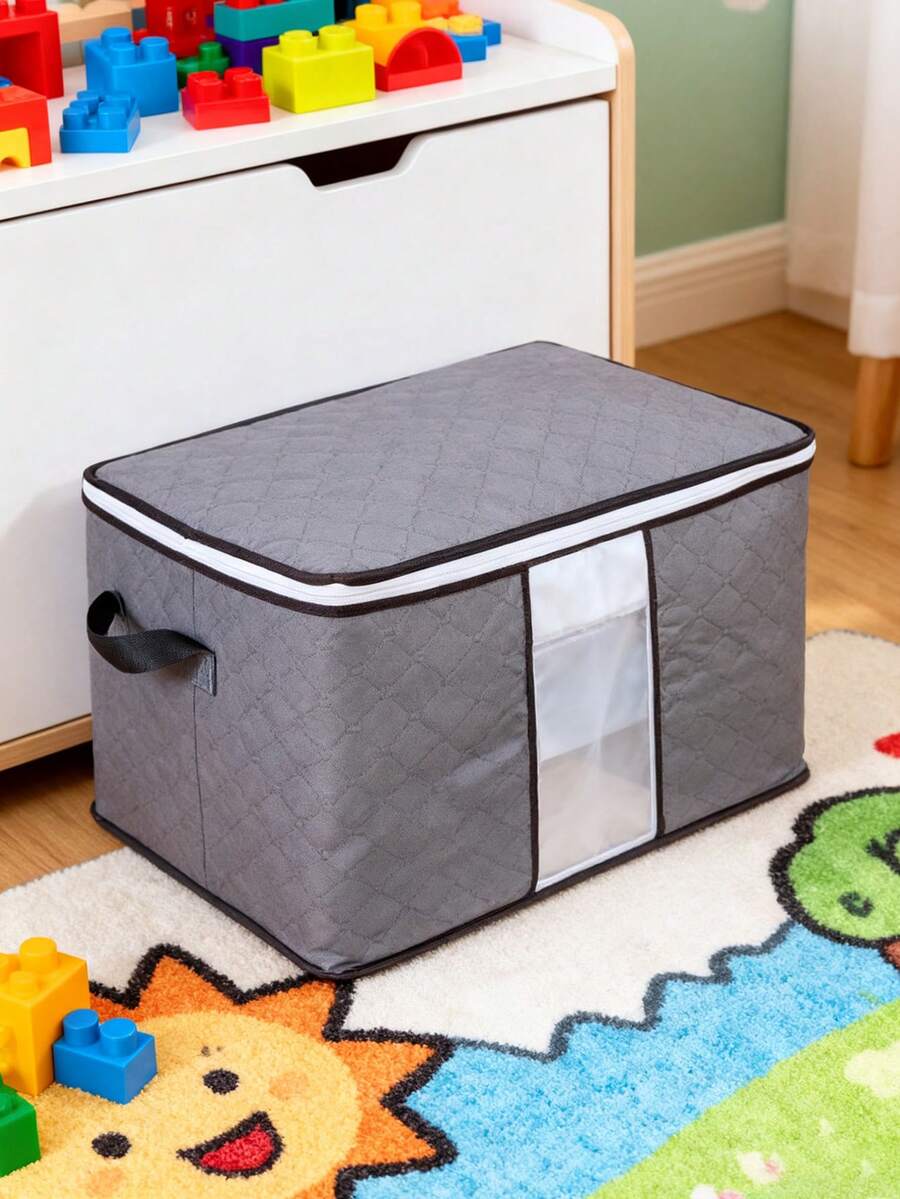 3/1pc Set Foldable Home Clothes Storage Bag, Household Storage Organizer For Clothes, Bedding, Sweaters, Pillows And Closet Organization - Light Grey - View 1