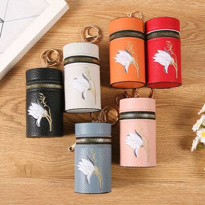 多色口红收纳包及钥匙扣，带刺绣设计，女士迷你钱包/小钱包/钱包钥匙扣