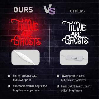 Till We Are Ghosts Neon Sign - Halloween Wedding Decor, Gothic Home Decor, Adjustable Brightness Neon Light, USB Powered Wall Hanging Sign For Bedroom Decorations , Wall Decoration