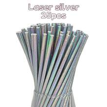 100pcs/25pcs Silver & White Disposable Paper Straws, Suitable For Wedding, Party, Bar, Beach And Other Occasions