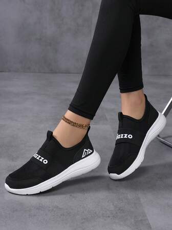 Zapatillas de running ligeras, cómodas y transpirables con punta redonda y diseño slip-on, zapatillas deportivas de suela blanda y amortiguación para estudiantes, para todas las estaciones