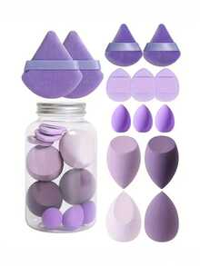 Set de 14 esponjas de maquillaje con contenedor de almacenamiento, que incluye 2 borlas de polvo triangulares y 2 borlas de polvo triangulares mini, 3 borlas de polvo de cojín de aire mini, 4 huevos de belleza y 3 huevos de belleza mini, hechos de terciopelo súper suave, con diseños para ojos y esquinas, esponjas de maquillaje de colores variados, esponja de belleza para mezclar base, de uso dual en seco y húmedo para crema de maquillaje de base, adecuado para todo tipo de piel, económico, relleno de calcetines, maquillaje, herramientas de maquillaje, cosas baratas, regalos, regalos para mujeres, regalos de Navidad - Multicolor - Ver 7