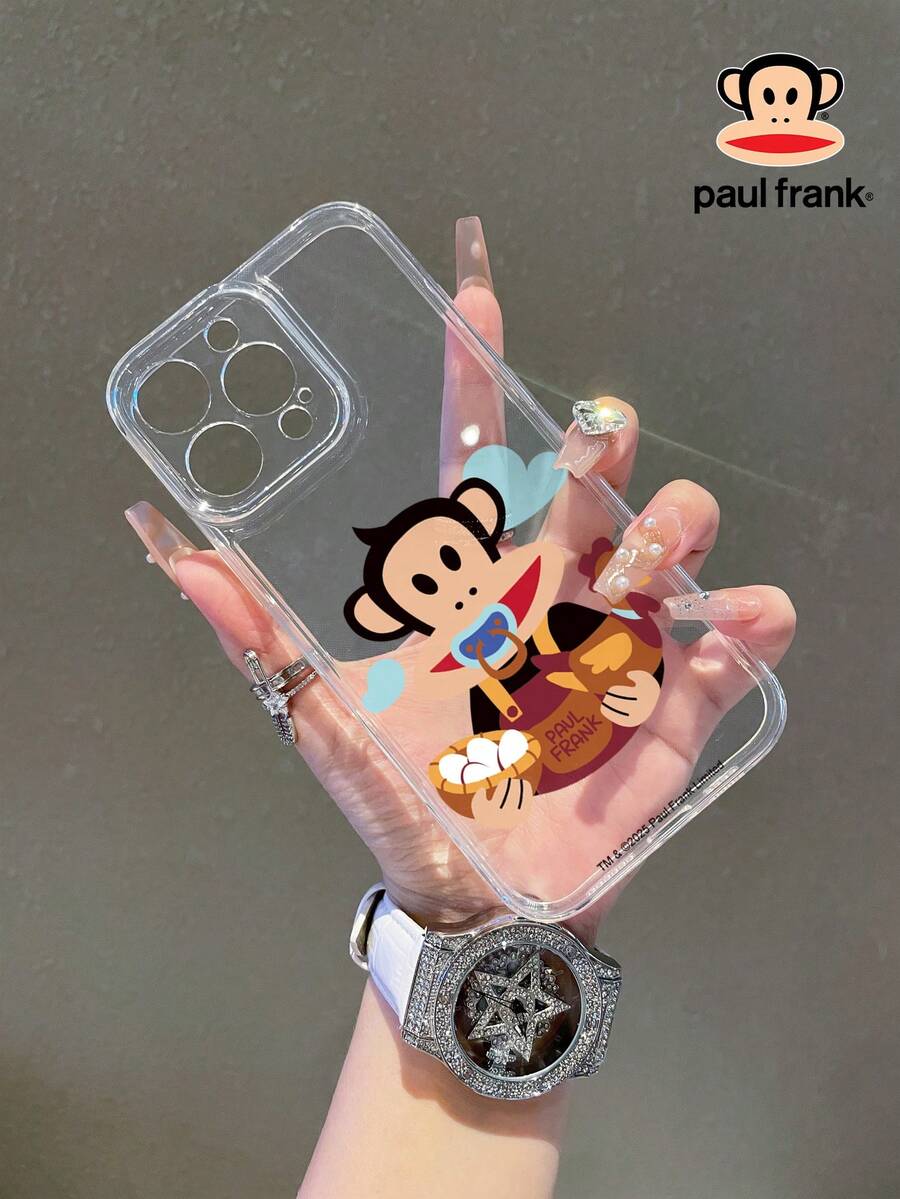 Funda de teléfono espacial transparente con licencia oficial de Paul Frank, protección de cámara a prueba de golpes con cara de mono en todo el Body, nuevo diseño compatible con iPhone 13/14/15/16/17 Pro Max - Multicolor - Ver 1