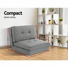Sofa Bed Folding Adjustable Futon Couch Cushions Floor Lounge Recliner Chair Lounger Office Outdoor Indoor Living Room Bedroom Furniture Removable Foldable Soft Space Saving Grey - LightGrey - View 6