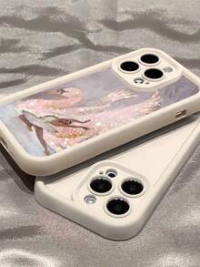 1pc Elegant Swan Ballet Graphic Design Matte White Fingerprint-Resistant Full Coverage Soft Phone Case Compatible With IPhone 16 Pro Max/16/16 Pro/16 Plus/15/15 Pro Max/15 Pro/11/12/13/14 Pro Max/11 Pro/11 Pro Max/12 Pro/12 Pro Max/13 Pro/13 Pro Max/14 Pro/14 Pro Max - Multicolor - View 3