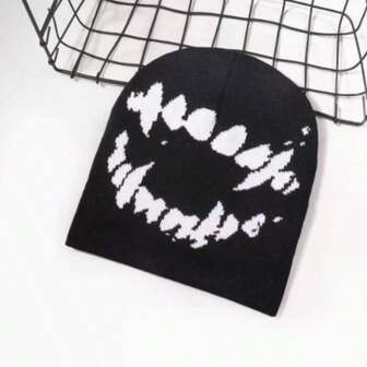 1顶超大针织帽，男女皆宜，情侣款，黑色，冬季装备