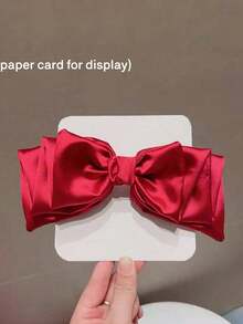 1 Pezzo Fermaglio per capelli con fiocco rosso, accessori per capelli da ragazza, fermaglio a molletta a tre strati per acconciatura a coda di cavallo, adatto per vestiti rossi da Capodanno, decorazione per feste e vita quotidiana - Rosso - Visualizzare 8