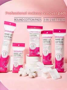 Multi-Layer High Absorbency Organic Cotton Cleansing Pads, Round Pattern Cleaning Pads, Soft & Pure Makeup Remover Pads - Pink - View 7