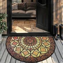 1 件半圆形入口门垫，饰有精美几何图案。这款户外迎宾垫/前门地毯采用防滑硅胶底座和低矮设计，适用于车库、露台和人流量大的区域。 - 彩色 - 查看 12