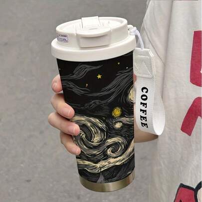 1pc 530ml Cup, Multiple Styles Available, Fashionable & Personalized, With Rope Handle For Easy Carrying, Suitable For Camping, Picnic, Home, Office And Daily Travel. Portable Design, Can Hold Both Hot And Cold Drinks. Free Shipping.