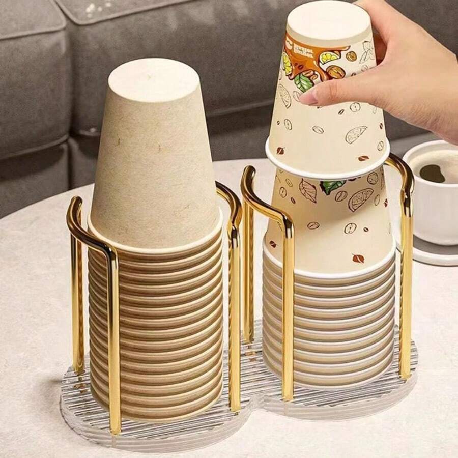 1pc Acrylic Disposable Cup Holder-Single Cup/Double Cup Holder, Multi-Color Storage Rack For Home - 彩色 - 查看 1