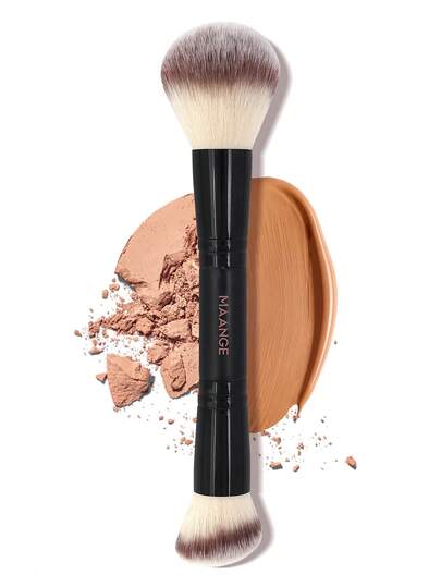 MAANGE 1pc Professional Ultra-Soft Double-Head Facial Makeup Brush,Applicable To Foundation Brush Loose Powder Brush Concealer Brush Highlighter Brush Makeup Brush Tool,For Liquid, Cream, And Powder - Buffing, Blending, And Face Brush,Using Soft Fibers And Gentle On The Skin,For Travel Makeup Brush,For Daily Makeup On Face,Gift For Women & Girl