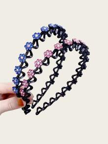 2/4件装儿童可爱花朵水晶发箍，简约时尚卡通发带，百搭优雅可爱女孩发饰 - 彩色 - 查看 7
