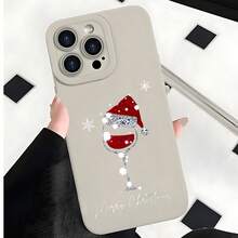 2026 nueva funda de teléfono mate, funda de teléfono copa de vino con gorro de Santa y copos de nieve, impresión de Feliz Navidad para iPhone 17 15 Pro Max 14 13 12  Galaxy S23 S22 S21 Plus, funda protectora, regalo de pareja para él y ella, presente de vacaciones - Azul Klein - Ver 4