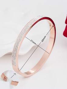 Cubic Zirconia Decor Bangle - Rose Gold - View 2