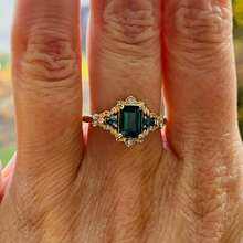 1pc Elegant Luxury Princess Cut Green Cubic Zirconia Ring, Women's Wedding Engagement Ring, Daily Party Jewelry, Birthday Anniversary Valentine's Day Gift - Green - View 2