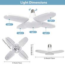 LED车库灯，吸顶式LED工作灯，28W 2600LM 6500K，螺口LED灯，带4+1个可变形面板，适用于车库、工作室、地下室的明亮LED照明，支持E26/E27灯座