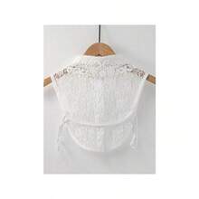 1pc White Lace Collar With Floral Pattern For Women Elegant - trắng - Xem 2