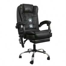 Office Chair Footrest Gaming Computer Desk Swivel Recliner Leather 360° Rotation - Black - View 7