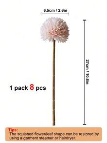 4pcs/8pcs/10pcs Artificial Chrysanthemum Ball Flowers Dandelion Hydrangea Arrangement,Romantic Artificial Flowers Silk Ball Chrysanthemum Fake Plants,Chrysanthemum Bouquet Present For Friends Bridal Wedding Bouquet Decor - Baby Pink - View 10