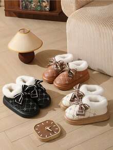 Women's Sandals Platform Snow Boots - Warm And Durable Shoes For Outdoor Non Slip Comfort, Thickened Flat Soles With Winter Slippers,Fuzzy Slippers - 白色 - 查看 8