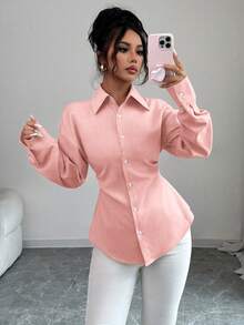 Women's Casual Long Sleeve Shirt, Suitable For Business, Interview, Back To School, Office Wear, Summer & Autumn& Spring