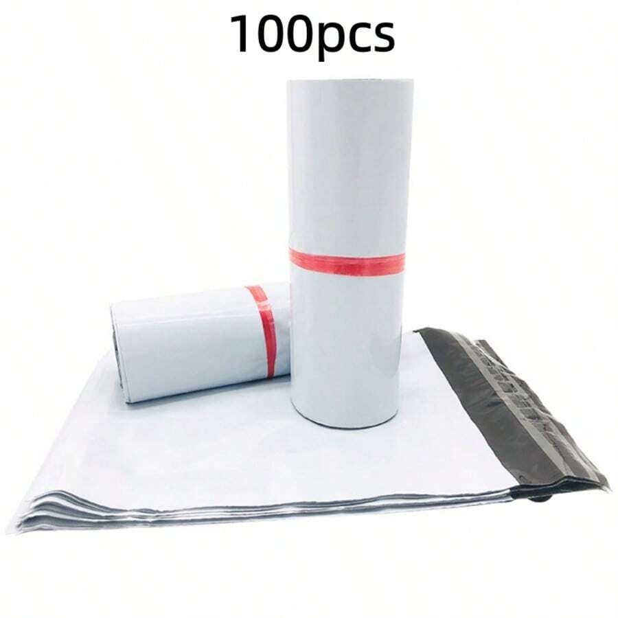 100pcs/Set New White Thick Mailing Bags, Self-Adhesive Express Packing Bags, Suitable For Shipping, Mailing, And Commercial Packaging