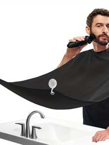 Shaving Cloth Can Be Used For Shaving, Cleaning And Trimming. Shaving Cloth Apron With Suction Cup, Hair Cutting And Dyeing Shawl, Color Random - Multicolor - View 1