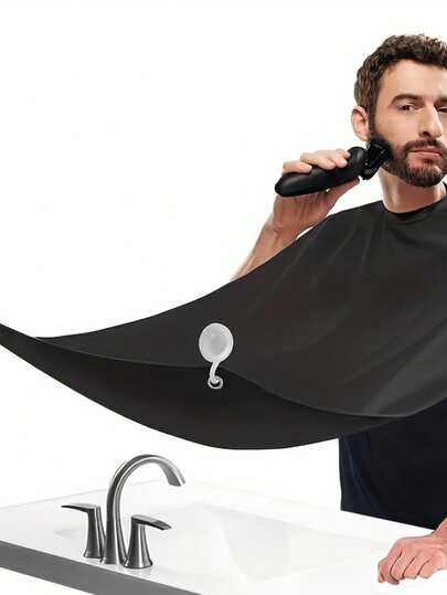 Shaving Cloth Can Be Used For Shaving, Cleaning And Trimming. Shaving Cloth Apron With Suction Cup, Hair Cutting And Dyeing Shawl, Color Random