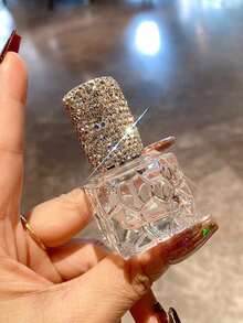 1 pezzo Flacone spray per profumo ricaricabile da 10ml con decorazione in strass scintillanti, atomizzatore da viaggio per colonia/tonico di alta qualità, regalo elegante - Argento - Visualizzare 8