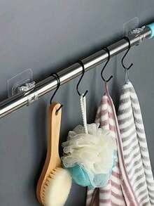 2/8 件装粘性窗帘杆支架，免钻孔杆支架，透明杆支架挂钩，墙面粘性夹，淋浴杆支架，耐用防水，适用于浴室、厨房、衣柜收纳，家居必备。宿舍和酒店是旅行的必备品，也是生日、周年纪念日、情人节、圣诞节、万圣节、教师节、毕业典礼、返校、感恩节惊喜的完美之选。 - 無色 - 查看 5