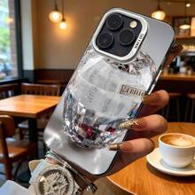 Funda para teléfono con patrón de cristal espejo plateado, impresión de periódico y texto Zerom para iPhone 14 Pro Max y  Galaxy S23 Ultra, adecuada para todas las estaciones, opción de regalo ideal. - Negro - Ver 6