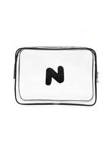 Transparent PVC Portable Storage Bag, Comes With Multi-Color Towels, Can Be Embroidered With A-Z Letters, Names Or Logos, Large Capacity Cosmetic Organizer, Waterproof, Zipper Closure, Can Be Used As Makeup Bag, Travel Organizer, Beauty Pouch To Store Lipsticks, Makeup Brushes, Skincare Products, Phones, Coins, Small Items, Suitable For Home And Vacation Use - Multicolor - View 16